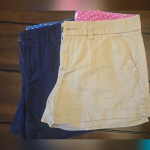 2 Pair Merona Women's Shorts in Tan, Navy
